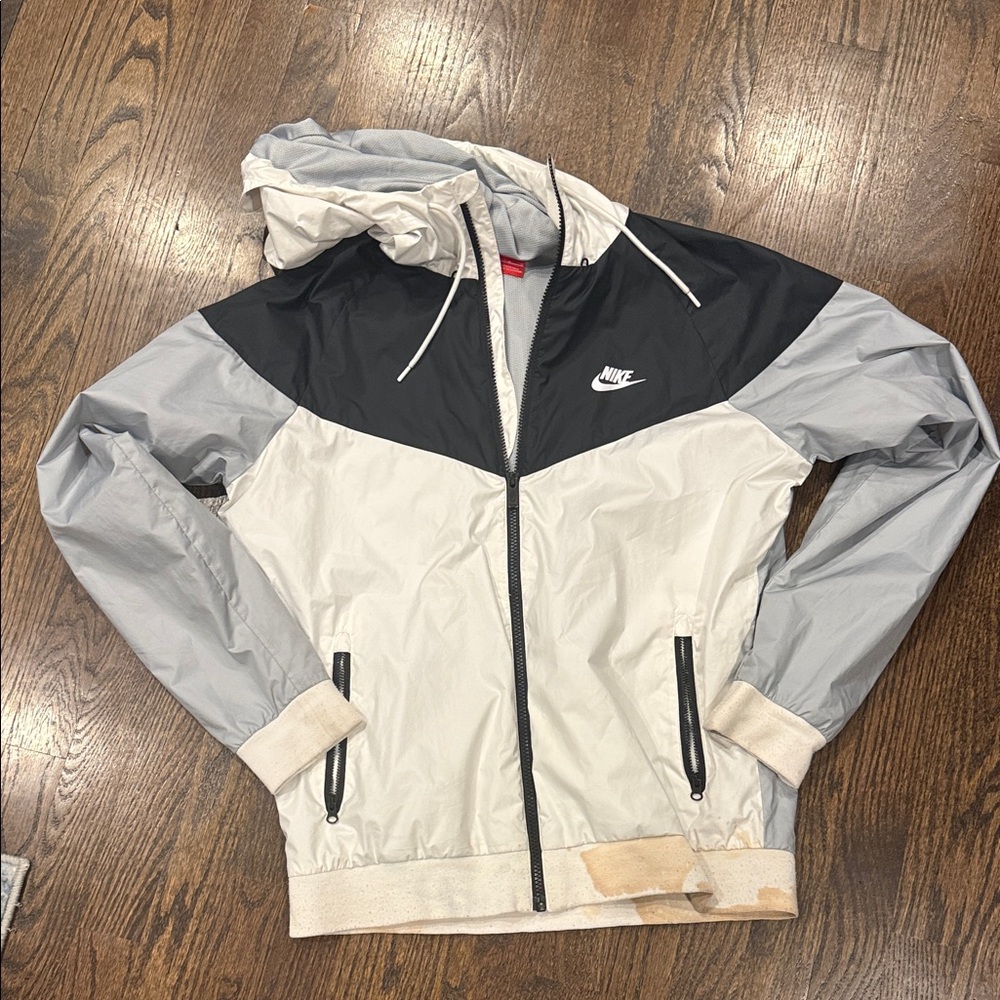 Nike Men's Black and Cream Windbreaker Jacket
